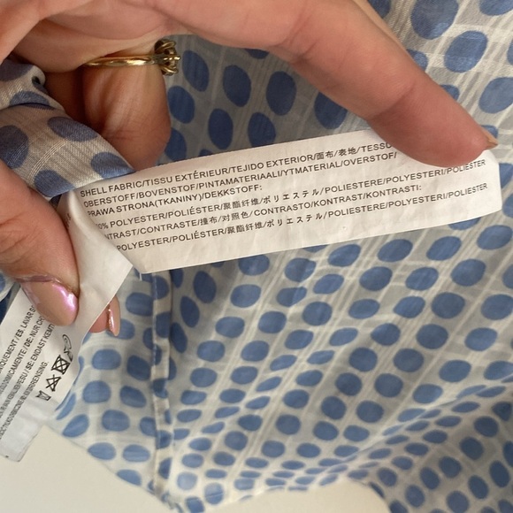 Moon River White and Blue Polka Dot V Neck Blouse Wms Size Small Anthropologie - Picture 9 of 9